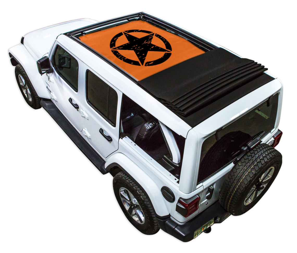 SPIDERWEBSHADE Jeep Wrangler JLU Sky One-Touch Oscar Mike Distressed Orange 2024–2026