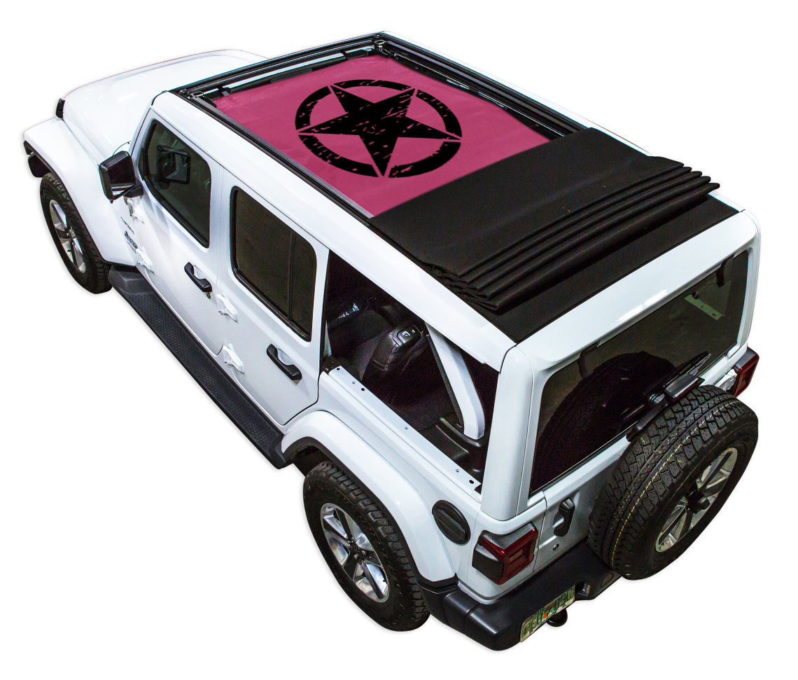 SPIDERWEBSHADE Jeep Wrangler JLU Sky One-Touch Oscar Mike Distressed Pink 2018–2023