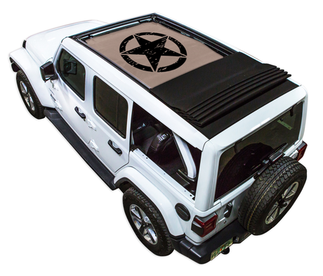 SPIDERWEBSHADE Jeep Wrangler JLU Sky One-Touch Oscar Mike Distressed Tan 2018–2023