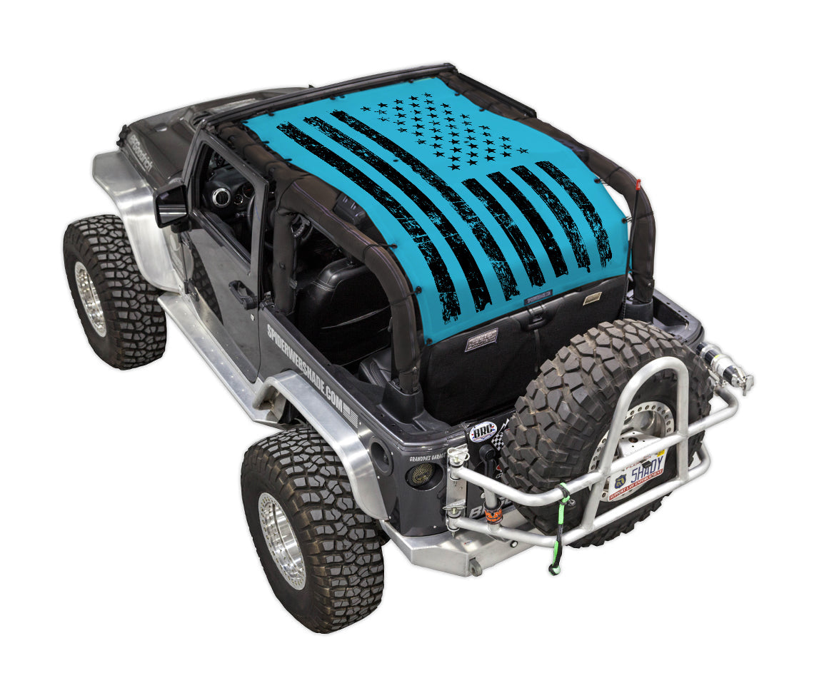 Distressed Tactical Flag_Full-Shade (Extra Long)_Teal