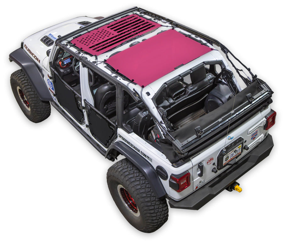 Distressed Tactical Flag 2-Piece (Front and Rear) Pink – SPIDERWEBSHADE JLU 4-Door sun shade