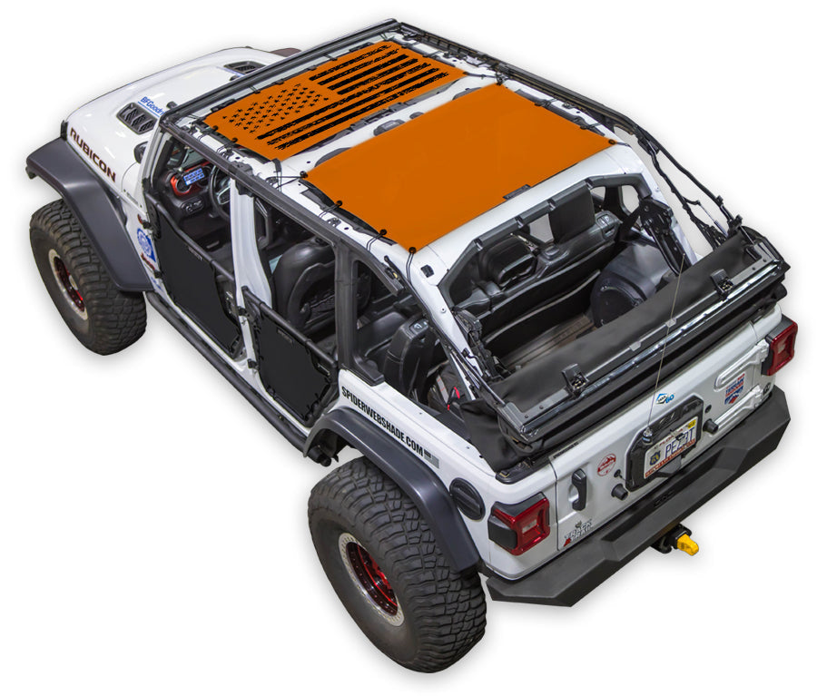 Distressed Tactical Flag 2-Piece (Front and Rear) Orange – SPIDERWEBSHADE JLU 4-Door sun shade