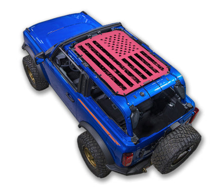 SPIDERWEBSHADE Ford Bronco Tactical Flag mesh sun shade – Distressed, 2-Door, Pink