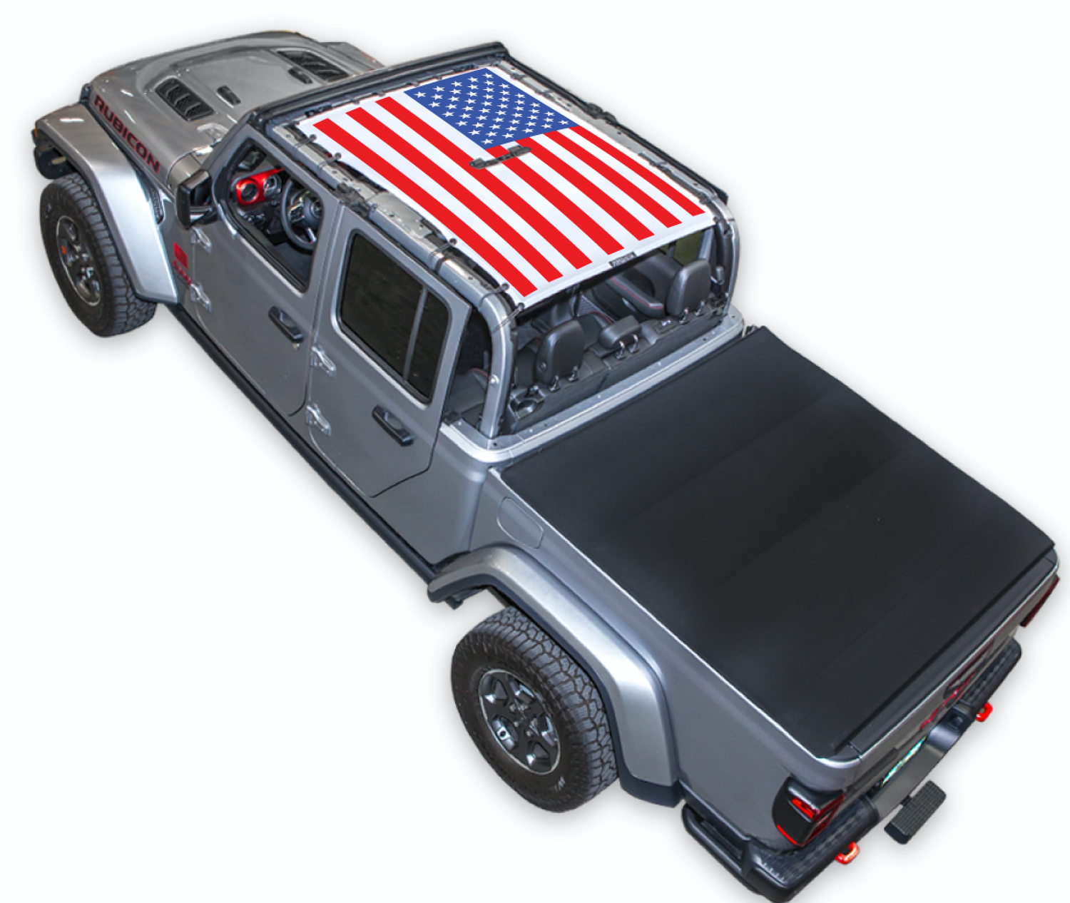 SPIDERWEBSHADE Jeep Gladiator JT USA Flag mesh sun shade – Full-Shade