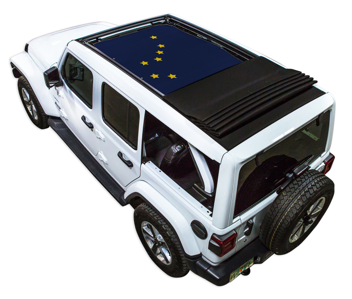 SPIDERWEBSHADE Jeep Wrangler JLU Sky One-Touch State Flag Alaska 2024–2026