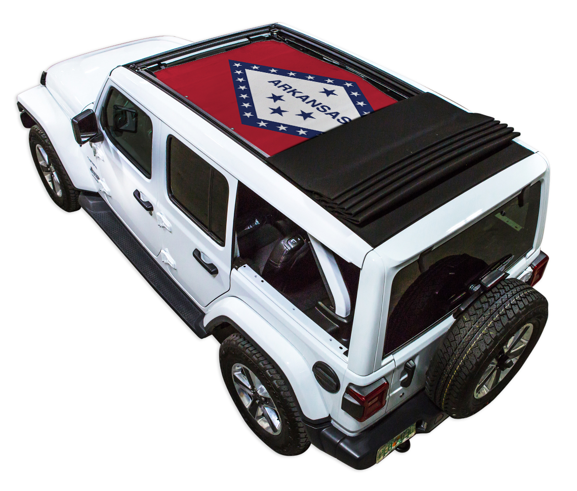 SPIDERWEBSHADE Jeep Wrangler JLU Sky One-Touch State Flag Arkansas 2018–2023