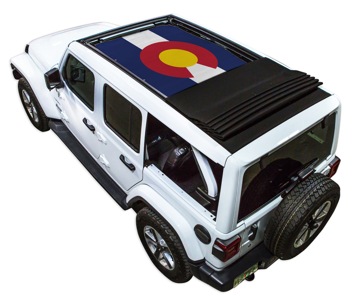 SPIDERWEBSHADE Jeep Wrangler JLU Sky One-Touch State Flag Colorado 2018–2023