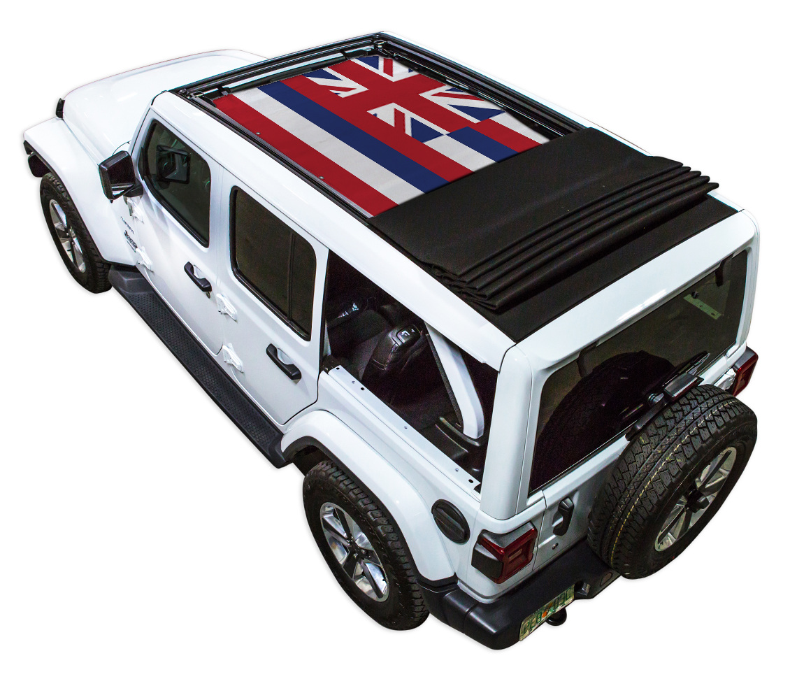 SPIDERWEBSHADE Jeep Wrangler JLU Sky One-Touch State Flag Hawaii 2024–2026
