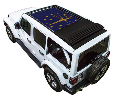 SPIDERWEBSHADE Jeep Wrangler JLU Sky One-Touch State Flag Indiana 2018–2023