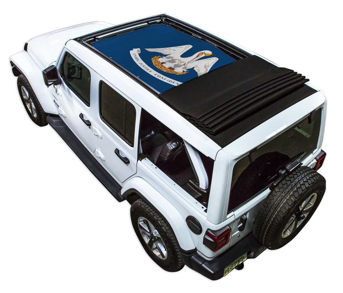 SPIDERWEBSHADE Jeep Wrangler JLU Sky One-Touch State Flag Louisiana 2024–2026