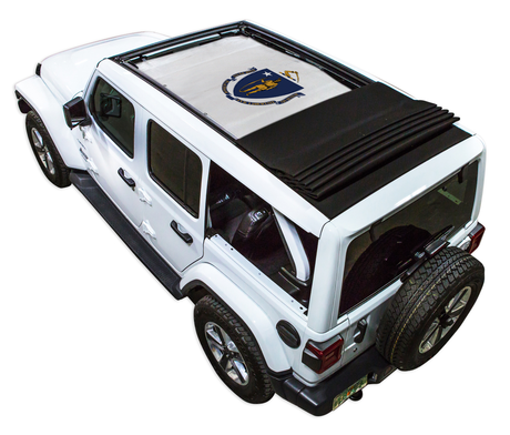 SPIDERWEBSHADE Jeep Wrangler JLU Sky One-Touch State Flag Massachusetts 2018–2023