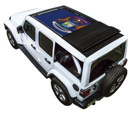SPIDERWEBSHADE Jeep Wrangler JLU Sky One-Touch State Flag Michigan 2018–2023