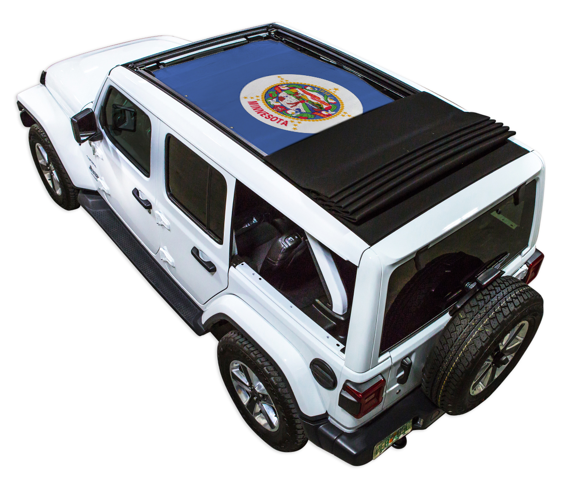 SPIDERWEBSHADE Jeep Wrangler JLU Sky One-Touch State Flag Minnesota 2018–2023