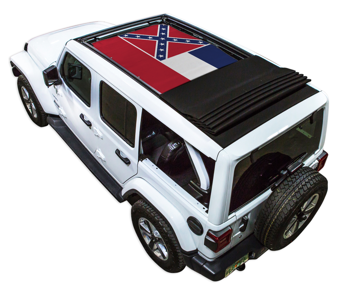 SPIDERWEBSHADE Jeep Wrangler JLU Sky One-Touch State Flag Mississippi 2018–2023