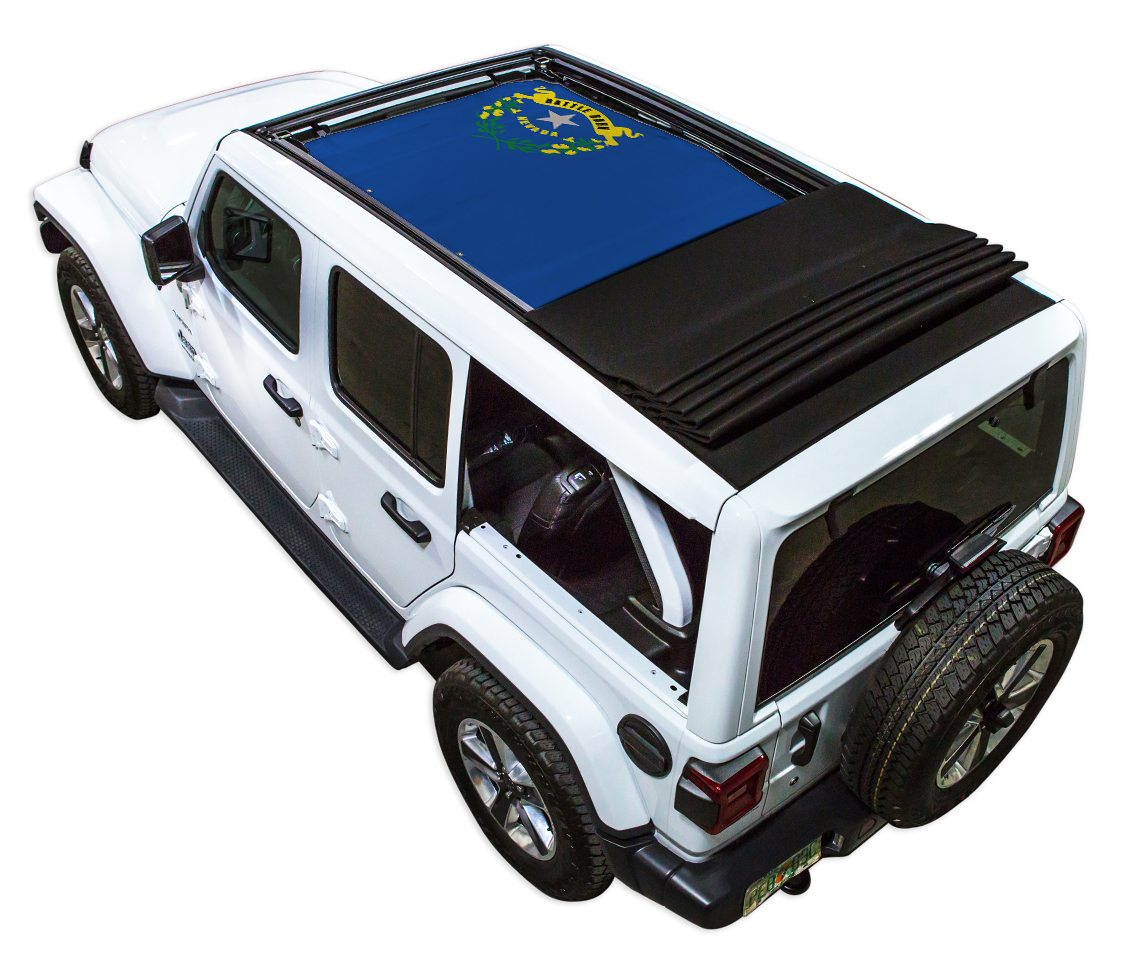SPIDERWEBSHADE Jeep Wrangler JLU Sky One-Touch State Flag Nevada 2018–2023