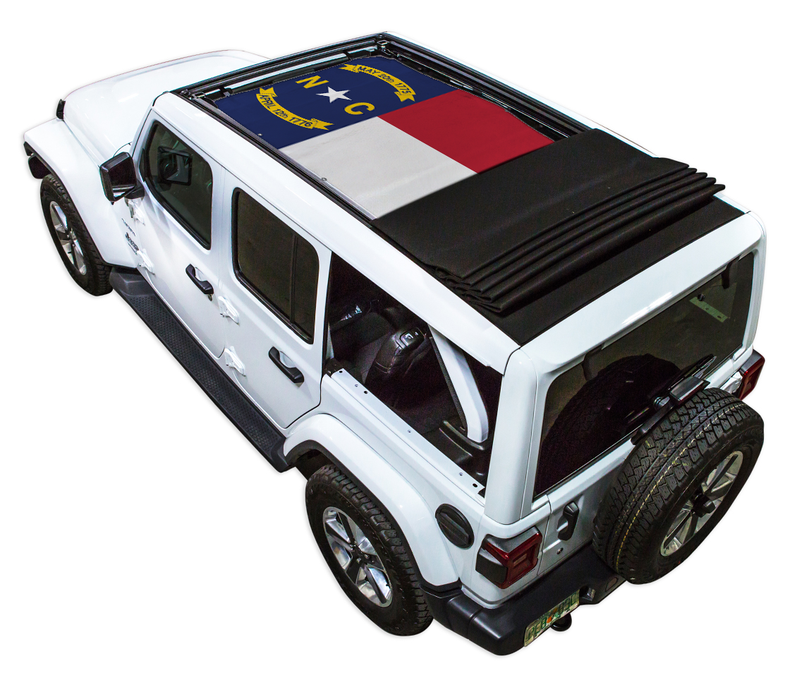 SPIDERWEBSHADE Jeep Wrangler JLU Sky One-Touch State Flag North Carolina 2018–2023