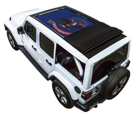 SPIDERWEBSHADE Jeep Wrangler JLU Sky One-Touch State Flag North Dakota 2018–2023