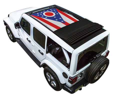 SPIDERWEBSHADE Jeep Wrangler JLU Sky One-Touch State Flag Ohio 2018–2023