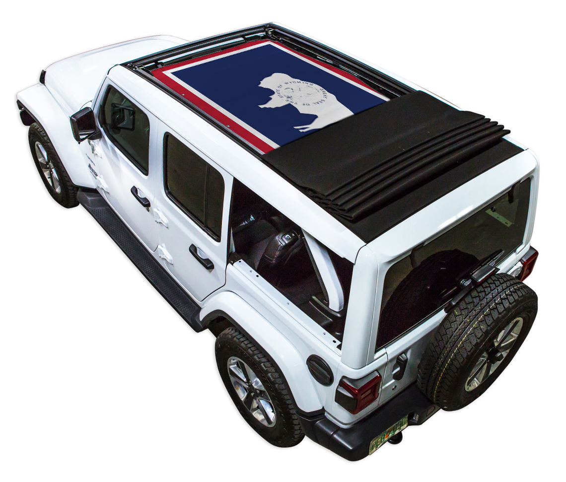 SPIDERWEBSHADE Jeep Wrangler JLU Sky One-Touch State Flag Wyoming 2024–2026