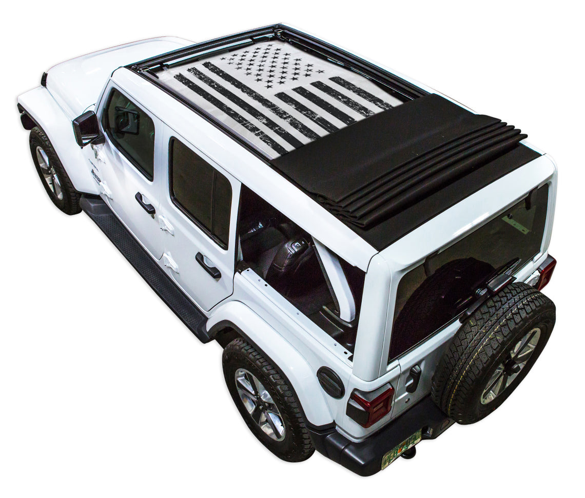 SPIDERWEBSHADE Jeep Wrangler JLU Sky One-Touch Tactical Distressed White 2024–2026