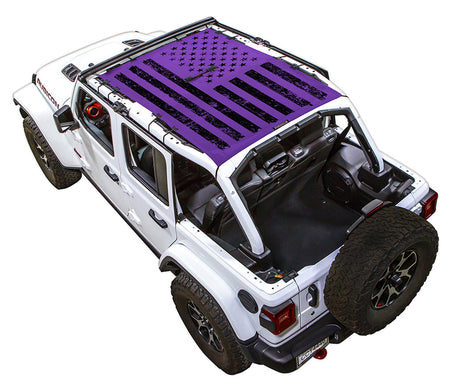 Distressed Tactical Flag Full-Shade (Front-to-Rear) Purple – SPIDERWEBSHADE JLU 4-Door sun shade