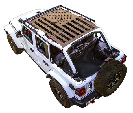 Distressed Tactical Flag Full-Shade (Front-to-Rear) Tan – SPIDERWEBSHADE JLU 4-Door sun shade