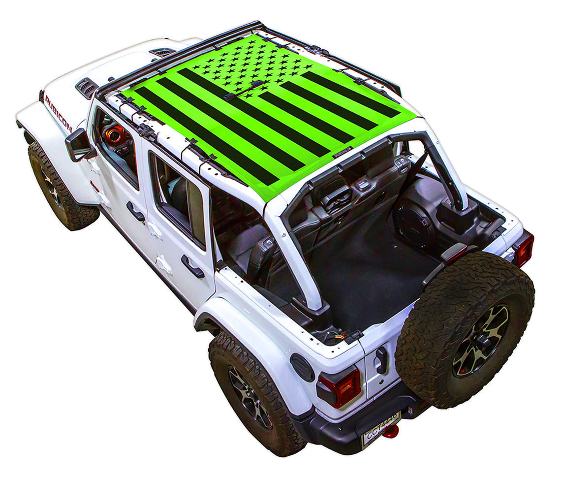 Solid Tactical Flag Full-Shade (Front-to-Rear) Green – SPIDERWEBSHADE JLU 4-Door sun shade
