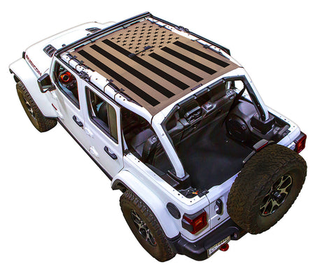 Solid Tactical Flag Full-Shade (Front-to-Rear) Tan – SPIDERWEBSHADE JLU 4-Door sun shade