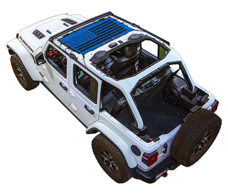 Solid Tactical Flag Half-Shade (Front Only) Blue – SPIDERWEBSHADE JLU 4-Door sun shade