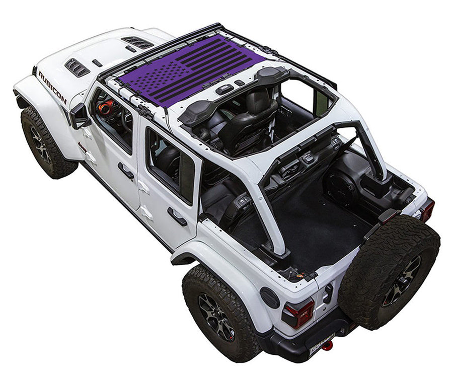 Solid Tactical Flag Half-Shade (Front Only) Purple – SPIDERWEBSHADE JLU 4-Door sun shade