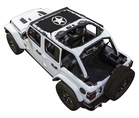 SPIDERWEBSHADE Jeep Wrangler JLU 4-Door Oscar Mike Solid Half-Shade (Front Only) Black