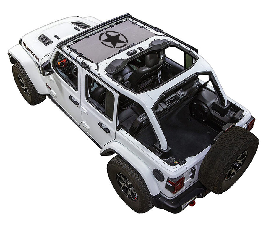 SPIDERWEBSHADE Jeep Wrangler JLU 4-Door Oscar Mike Solid Half-Shade (Front Only) Grey