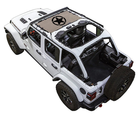 SPIDERWEBSHADE Jeep Wrangler JLU 4-Door Oscar Mike Distressed Half-Shade (Front Only) Tan