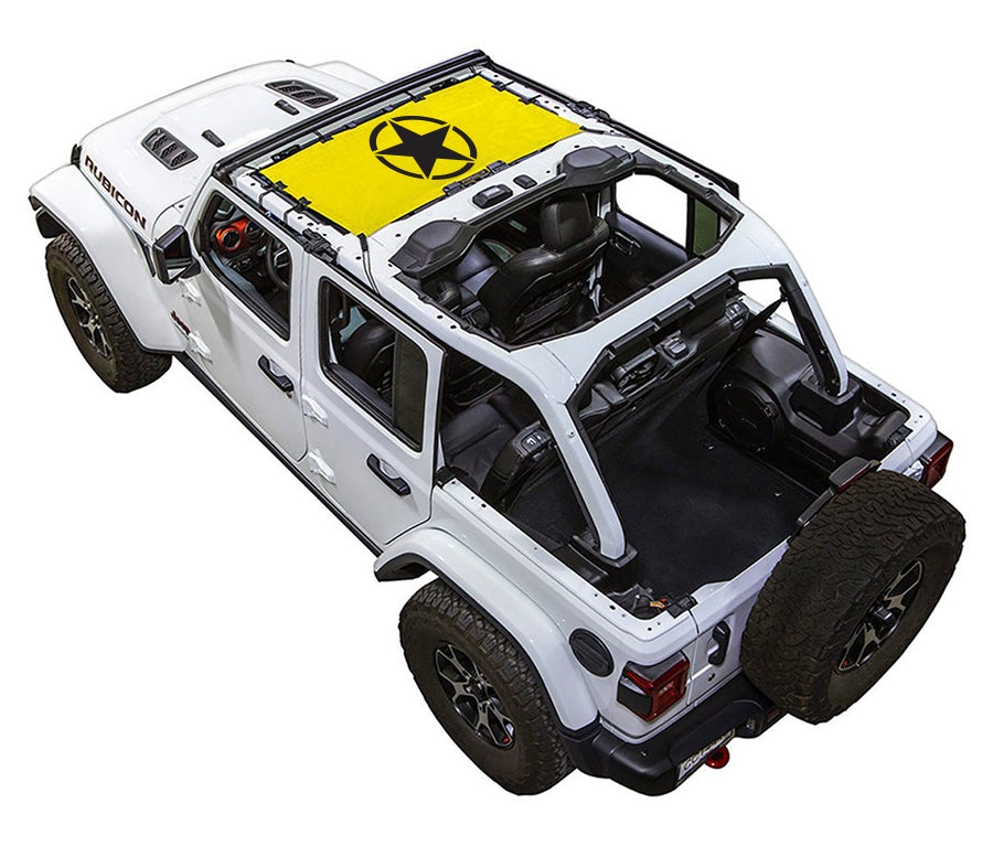 SPIDERWEBSHADE Jeep Wrangler JLU 4-Door Oscar Mike Solid Half-Shade (Front Only) Yellow