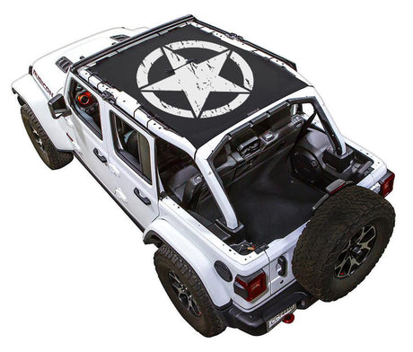 SPIDERWEBSHADE Jeep Wrangler JLU 4-Door Oscar Mike Distressed Full-Shade (Front-to-Rear) Black