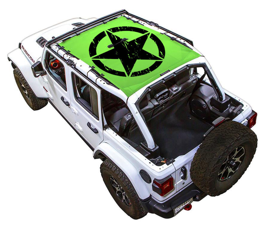 SPIDERWEBSHADE Jeep Wrangler JLU 4-Door Oscar Mike Distressed Full-Shade (Front-to-Rear) Green