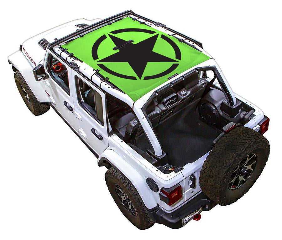 Oscar Mike Solid Full-Shade (Front-to-Rear) Green – SPIDERWEBSHADE JLU 4-Door sun shade