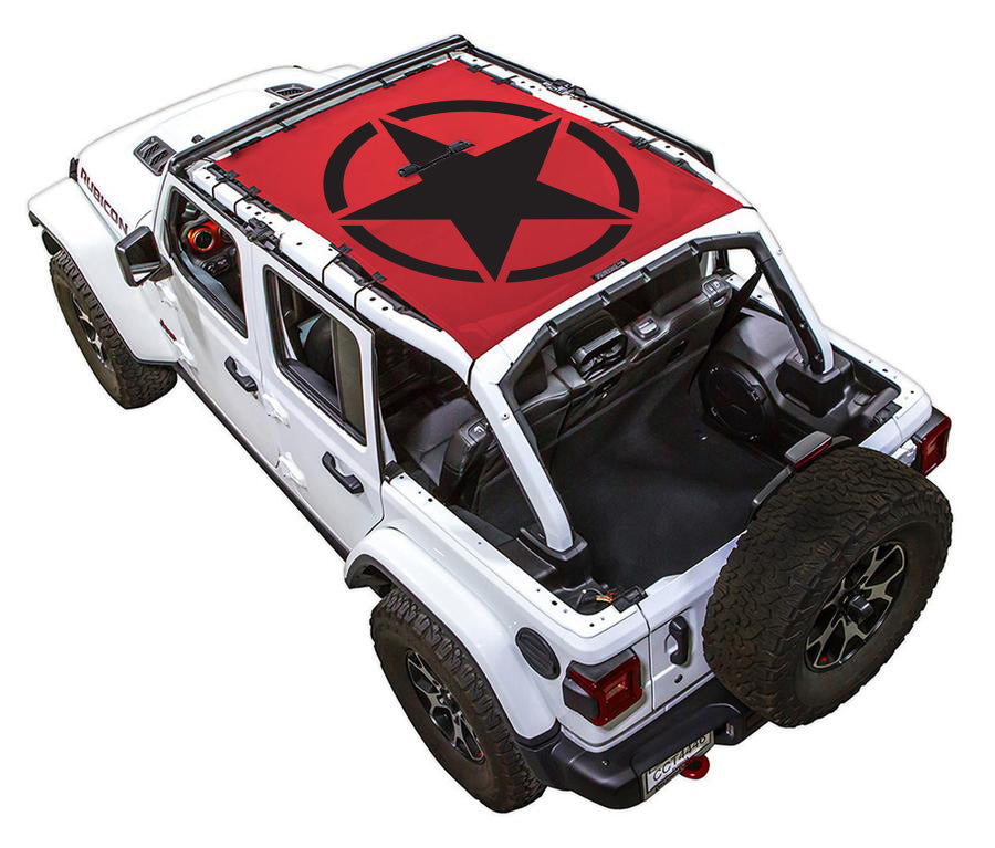 SPIDERWEBSHADE Jeep Wrangler JLU 4-Door Oscar Mike Solid Full-Shade (Front-to-Rear) Red