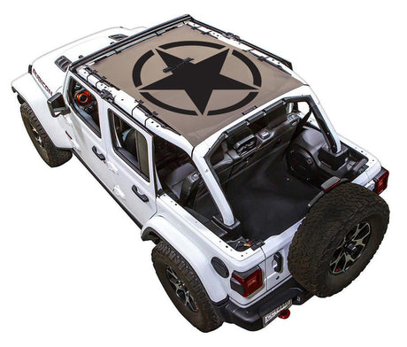 SPIDERWEBSHADE Jeep Wrangler JLU 4-Door Oscar Mike Solid Full-Shade (Front-to-Rear) Tan