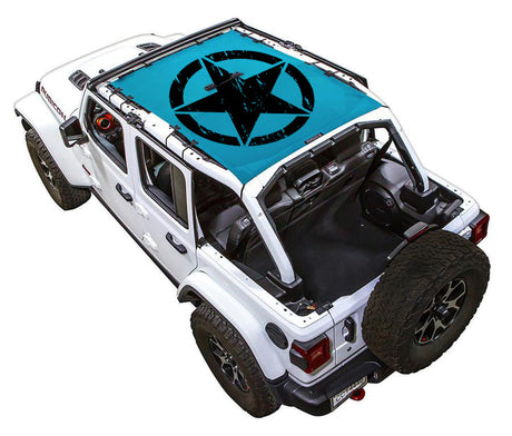 SPIDERWEBSHADE Jeep Wrangler JLU 4-Door Oscar Mike Distressed Full-Shade (Front-to-Rear) Teal