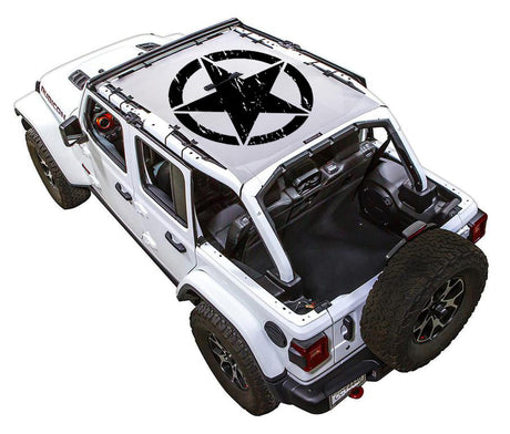 SPIDERWEBSHADE Jeep Wrangler JLU 4-Door Oscar Mike Distressed Full-Shade (Front-to-Rear) White