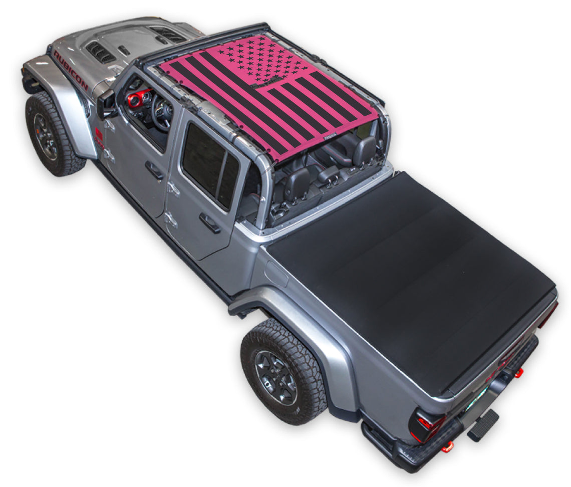 SPIDERWEBSHADE Jeep Gladiator JT Tactical Flag mesh sun shade – Solid, Full-Shade, Pink