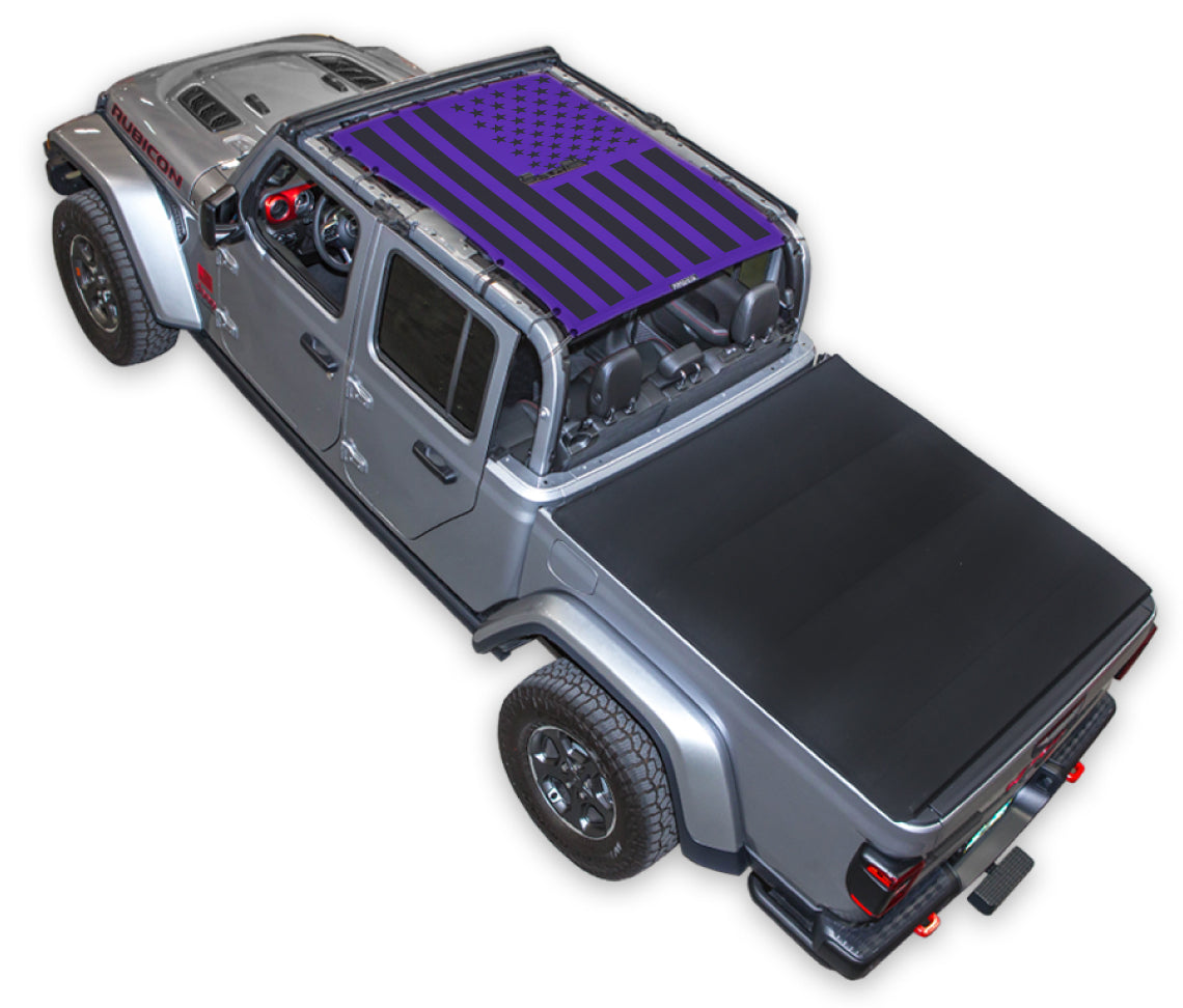 SPIDERWEBSHADE Jeep Gladiator JT Tactical Flag mesh sun shade – Solid, Full-Shade, Purple