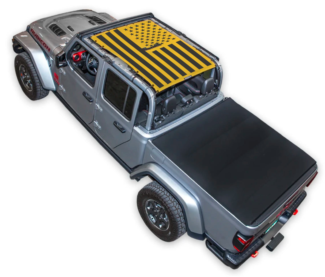 SPIDERWEBSHADE Jeep Gladiator JT Tactical Flag mesh sun shade – Solid, Full-Shade, Yellow