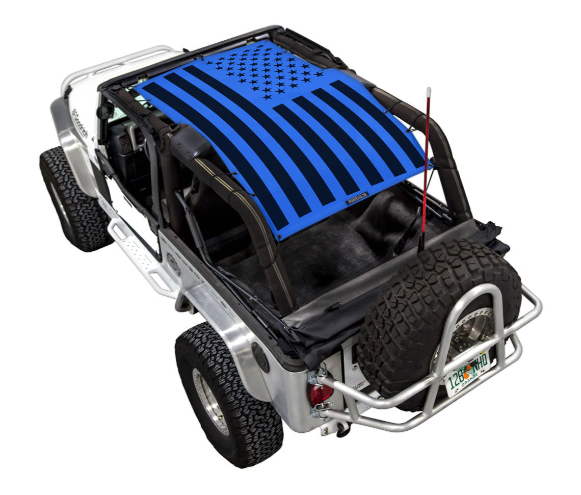 SPIDERWEBSHADE Jeep Wrangler LJ Tactical Flag Solid Blue 2004–2006