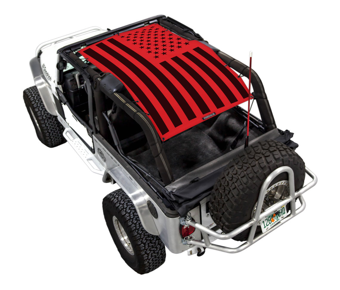 SPIDERWEBSHADE Jeep Wrangler LJ Tactical Flag Solid Red 2004–2006