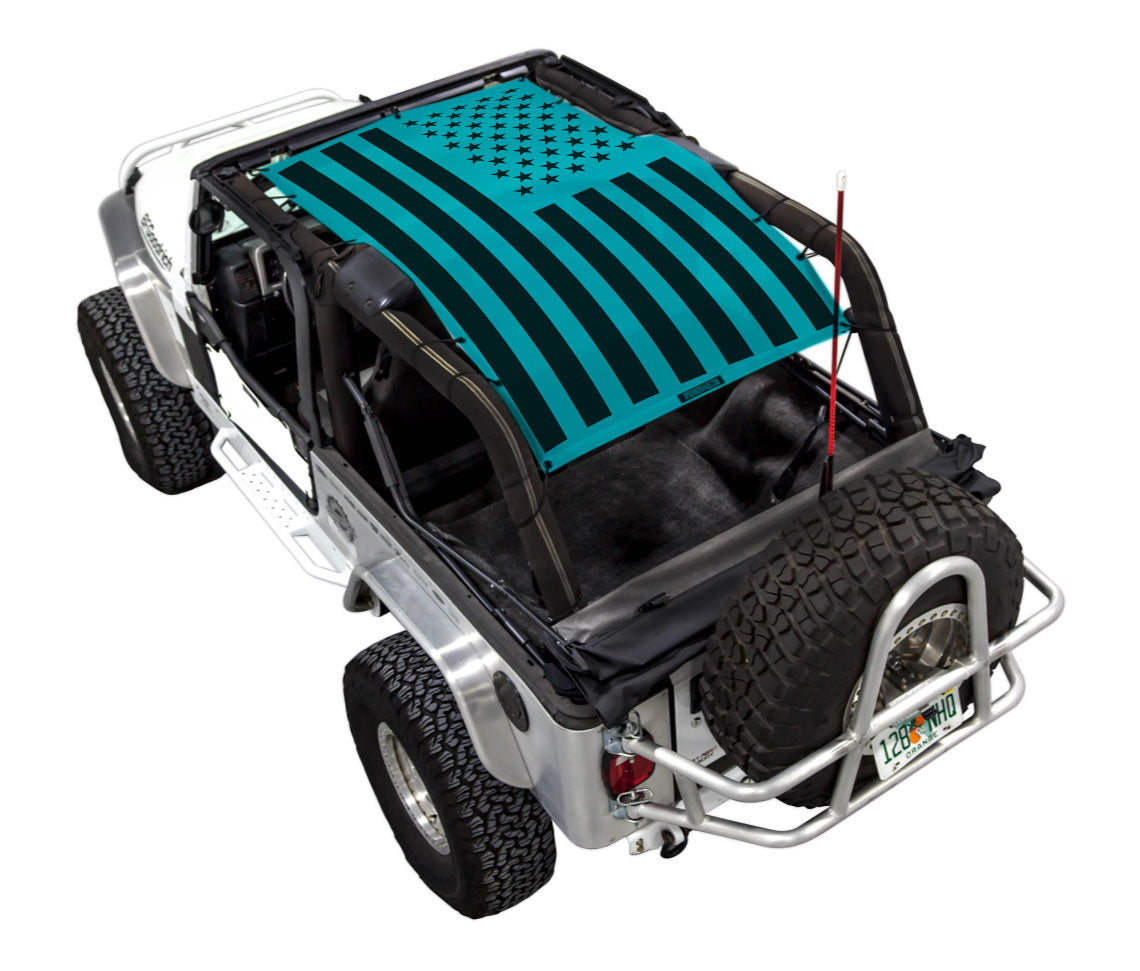 SPIDERWEBSHADE Jeep Wrangler LJ Tactical Flag Solid Teal 2004–2006