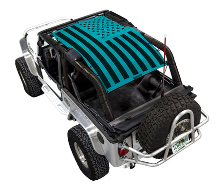 SPIDERWEBSHADE Jeep Wrangler LJ Tactical Flag Solid Teal 2004–2006
