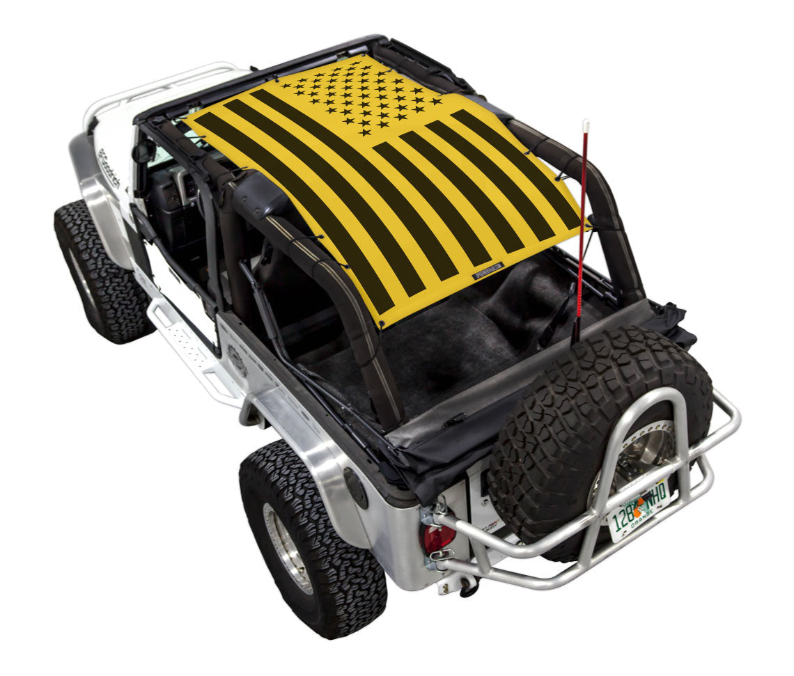 SPIDERWEBSHADE Jeep Wrangler LJ Tactical Flag Solid Yellow 2004–2006