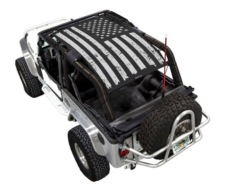 SPIDERWEBSHADE Jeep Wrangler LJ Tactical Flag Distressed Black 2004–2006
